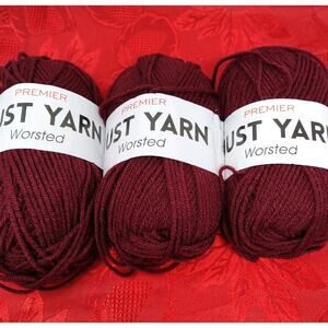 3X Premier Just Yarn Worsted Burgundy 131 Yard Skein Acrylic NEW 1116-59